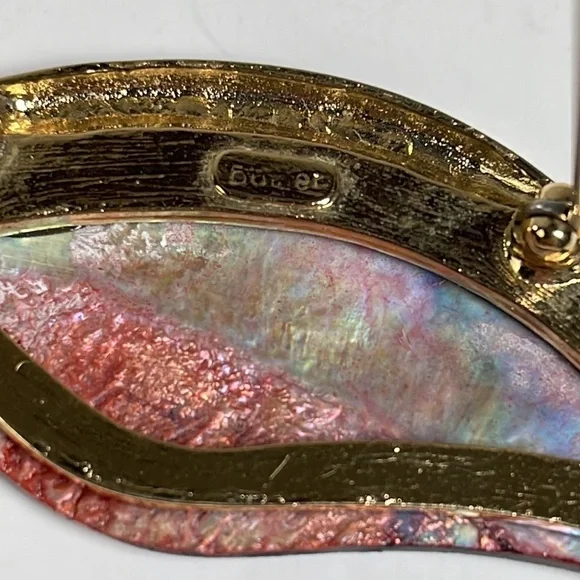 Vintage Butler Abalone Shell & Rhinestone Brooch Pin - Picture 6 of 10